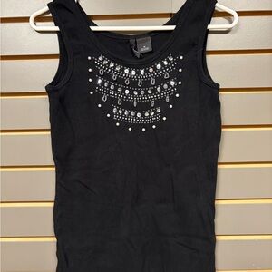Embellished Black Tank Top, women’s size M